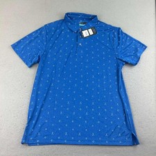 PGA Tour Shirt Mens XL Blue Golf Sticks AOP Polo Short Sleeves NWT