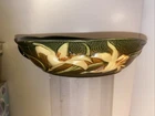 Roseville Pottery Zephyr Lily 476-10 Brown Round Console Low Bowl Double Handle