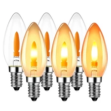 Flicker Flame Light Bulbs E12 Base, 1W=3W Non-Dimmable 1800K Warm Orange Glow...