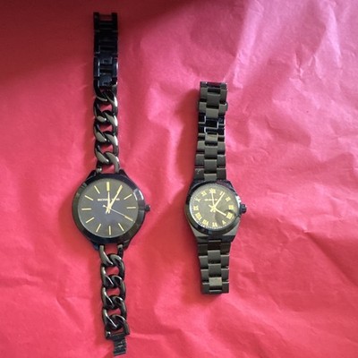 Michael Kors Women s 2pc Black Quartz Watches, Metal Bracelet