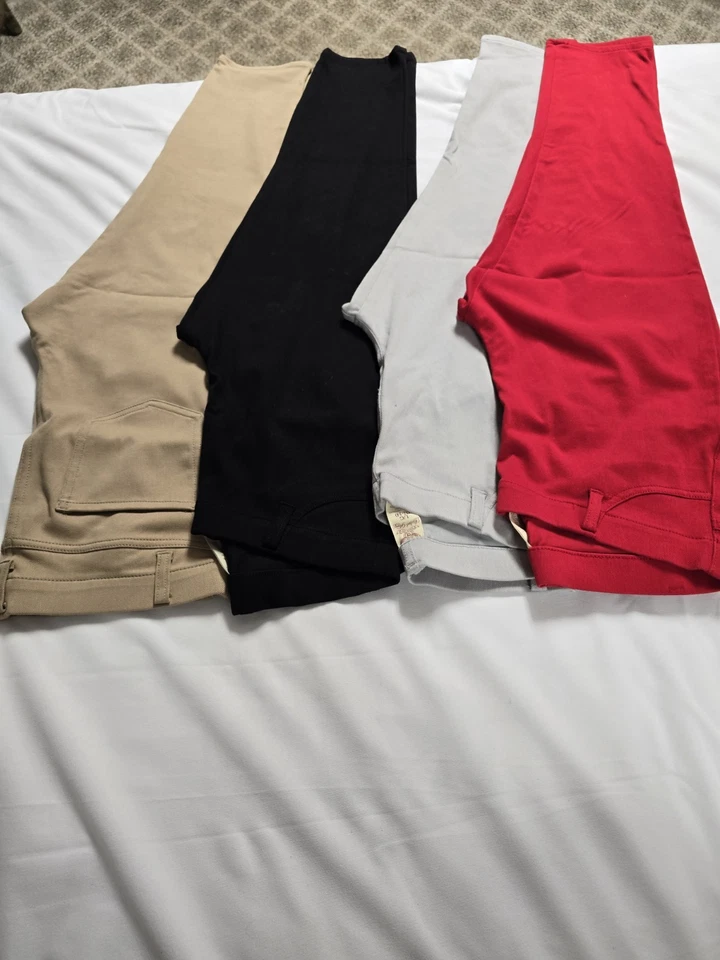 Pantalones capri elásticos Faded Glory para mujer L-12-14 rojo negro marrón gris Foto 2 de 4