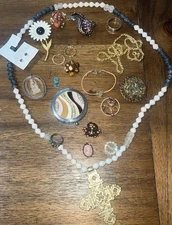 VTG Estate Costume Jewelry Lot Kirks Folly Avon KS Silver Gld Fill Rhinestone