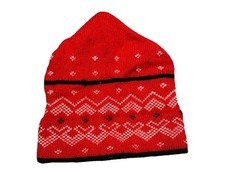 Vintage VERMONT ORIGINALS - Knit HAT Red Wool Beanie SKI Winter Hiking USA made