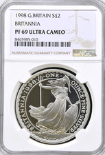 1998 Britannia Silver Proof £2 Two Pound NGC PF69 1oz .999 Royal Mint Britain