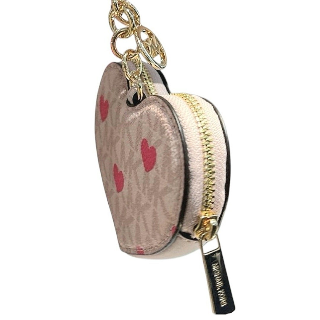 NEW MICHAEL KORS HEARTS COIN POUCH WALLET JET SET LOGO POWDER BLUSH PINK GIFT  thumbnail 4