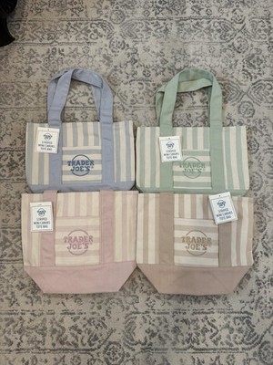 Trader Joes Mini Tote Bags Pastel Stripes Set Of 4 NWT