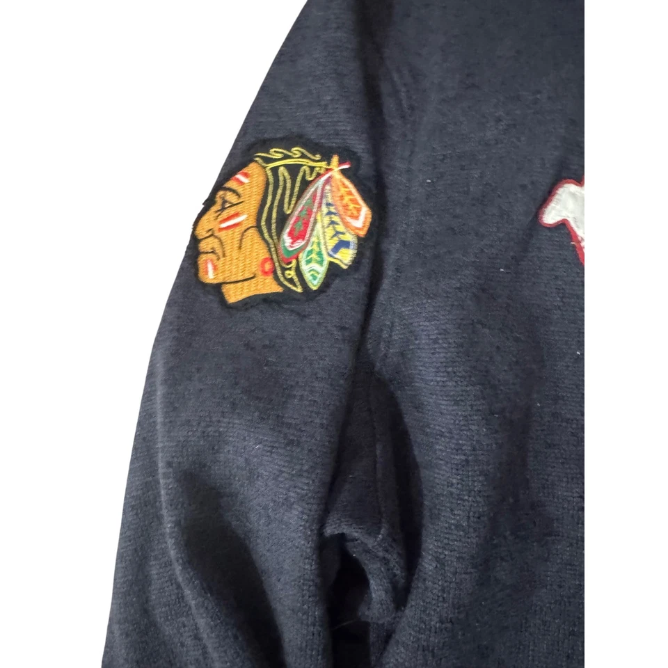 Chaqueta CCM Chicago Blackhawks NHL Cremallera Completa Para Hombre XL Azul Marino Rojo Vintage Retroceso Foto 4 de 4