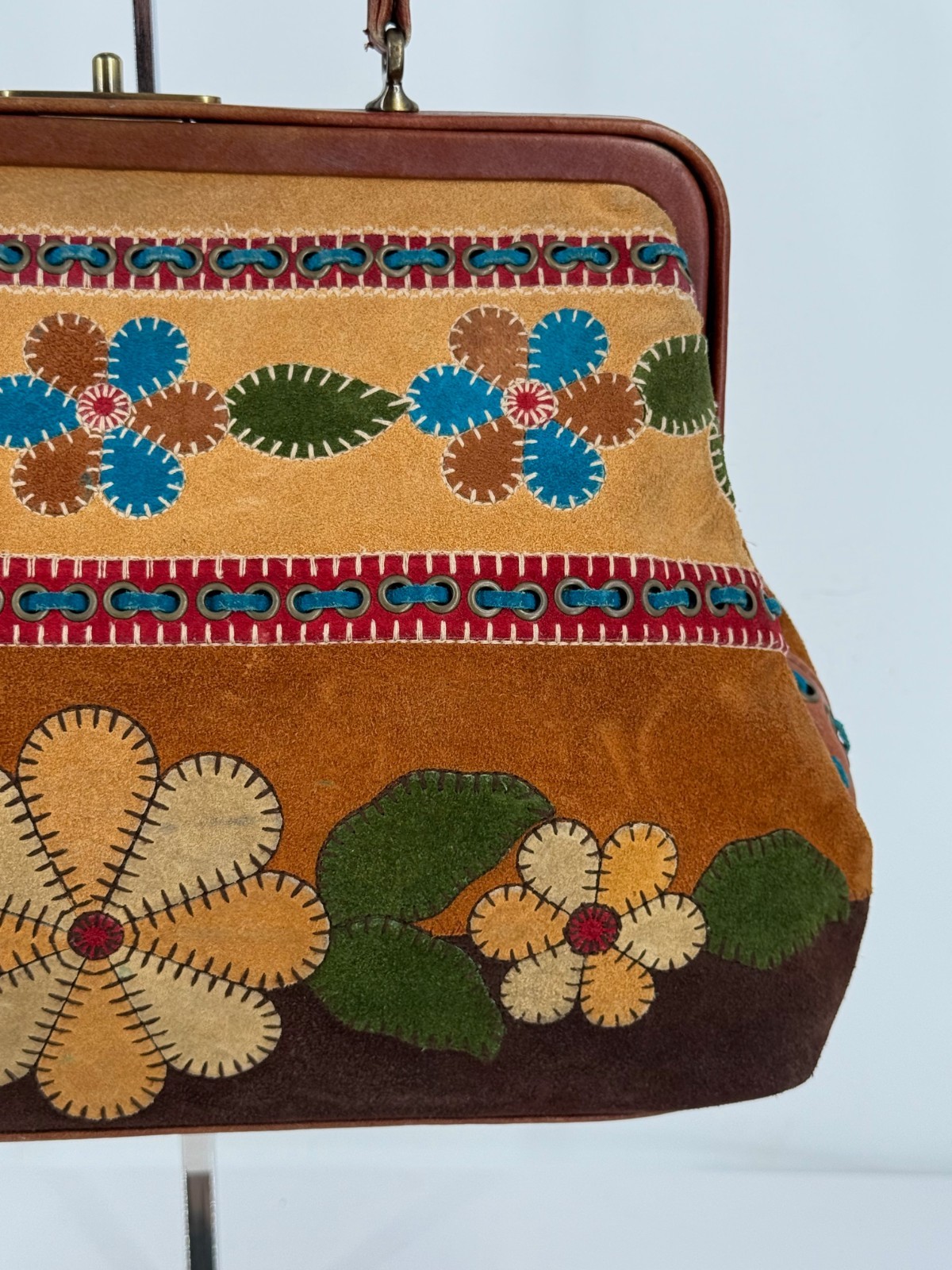 Isabella Fiore Patchwork Suede Leather Floral Sma… - image 6