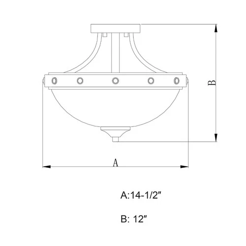 Halifax 2-Light Semi-Flush Mount in Rustic and Bowl Style 12 Inches Tall and - Picture 3 of 5