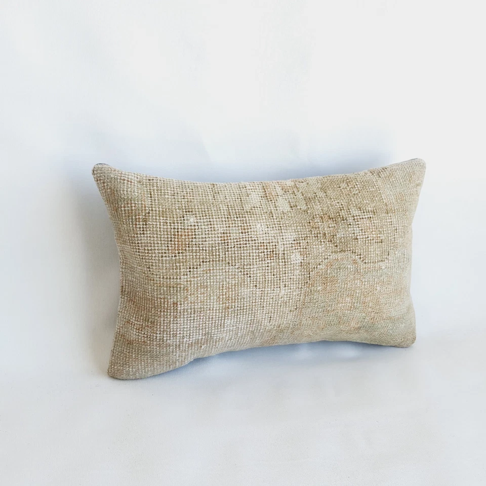 Vintage Handwoven Rug Pillow Cover , 12x20 in Boho Pillow - Image 4 of 4