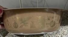 Vintage Pyrex 043 Early American Brown Gold 1.5 Qt oval Baking Casserole Dish