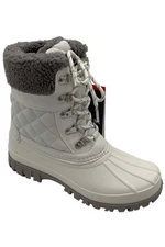 Cougar Waterproof Lace Up Winter Boots Carlisle White Quilt