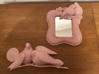 Vintage Mid Century Burwood Mirror Wall Decor Pink Lovebirds Bungalow Bathroom — photo 1