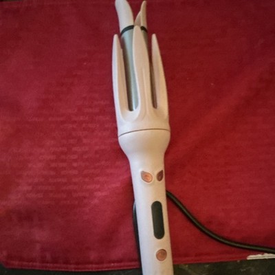 Beige Rotating Curling Iron Electric Adjustable Heat Digital Display Unisex