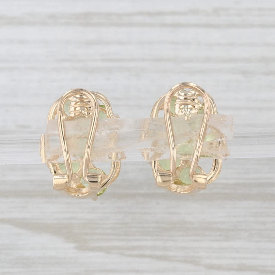 3ctw Peridot Journey Earrings 14k Yellow Gold Omega Back Pierced Drops - Image 3 of 4