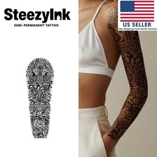 SteezyInk temporary tattoo Tribal Sleeve last upto 2 weeks 6 x 18 inch