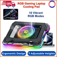 RGB Gaming Laptop Cooling Pad W/ 5.5" Turbo Fan Rapid Cool For 15.6-19.3" Laptop