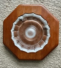 Vintage Glass Ashtray with a wooden base  U.S. House of Representatives Seal