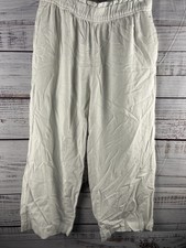 Love Tree Women  s Pants Size S Stretch Waist White Linen Blend Pull-on