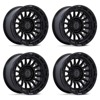 Set 4 17'' Black Rhino BR025 Rival Matte Black Gloss Black Lip 17x8.5 6x5.5 10mm