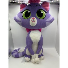 Disney Plush Purple Cat With Pink Bow Stuffed Animal Toy hissy cat