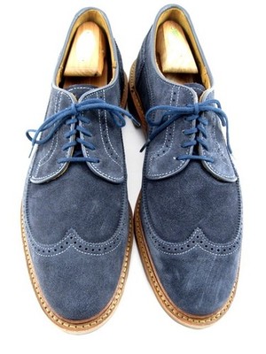 Allen Edmonds ''WINSTONMOK'' Men's Leather Wingtip Derby 9 D Navy Suede (783N)