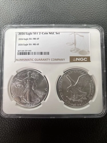 2026 American Silver Eagle 2 Coin Special Set  2 Oz Silver NGC GRADED  Ms 69