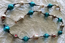 VTG MERCURY GLASS BEAD GARLAND TRIPLE INDENT FEATHER TREE CHRISTMAS GERMANY 36"