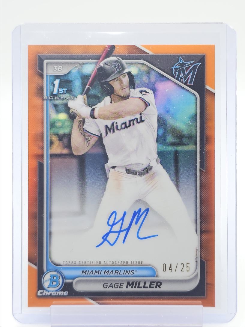 GAGE MILLER 2024 BOWMAN CHROME DRAFT 1ST TRUE ORANGE AUTO /25 Q0M-599