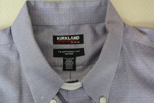 KIRKLAND SIGNATURE Men's Shirt Blue Button Down Collar All Cotton 17 34/5