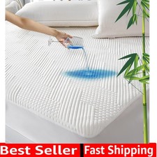 Waterproof California King Mattress Protector Rayon Bamboo - 3D Air Fiber Coo...