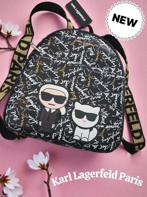 Backpack New Karl Lagerfeld Paris backpack signature kitty bag women Karl Lagerfeld Paris Cat-Logo Textile Backpack on SALE  main image 2