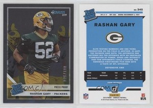 2019 Panini Donruss Rated Press Proof Silver /100 Rashan Gary #345 Rookie RC