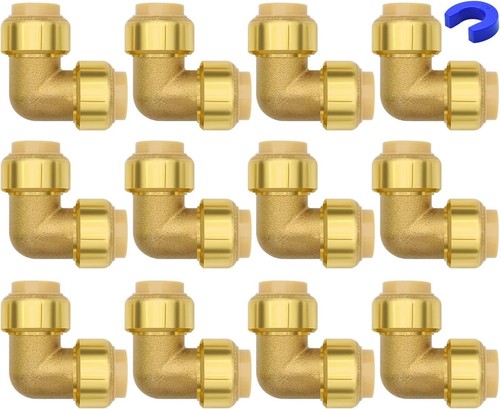 1/2" Push-to-Connect Elbow Plumbing Fittings, 12 Pack
