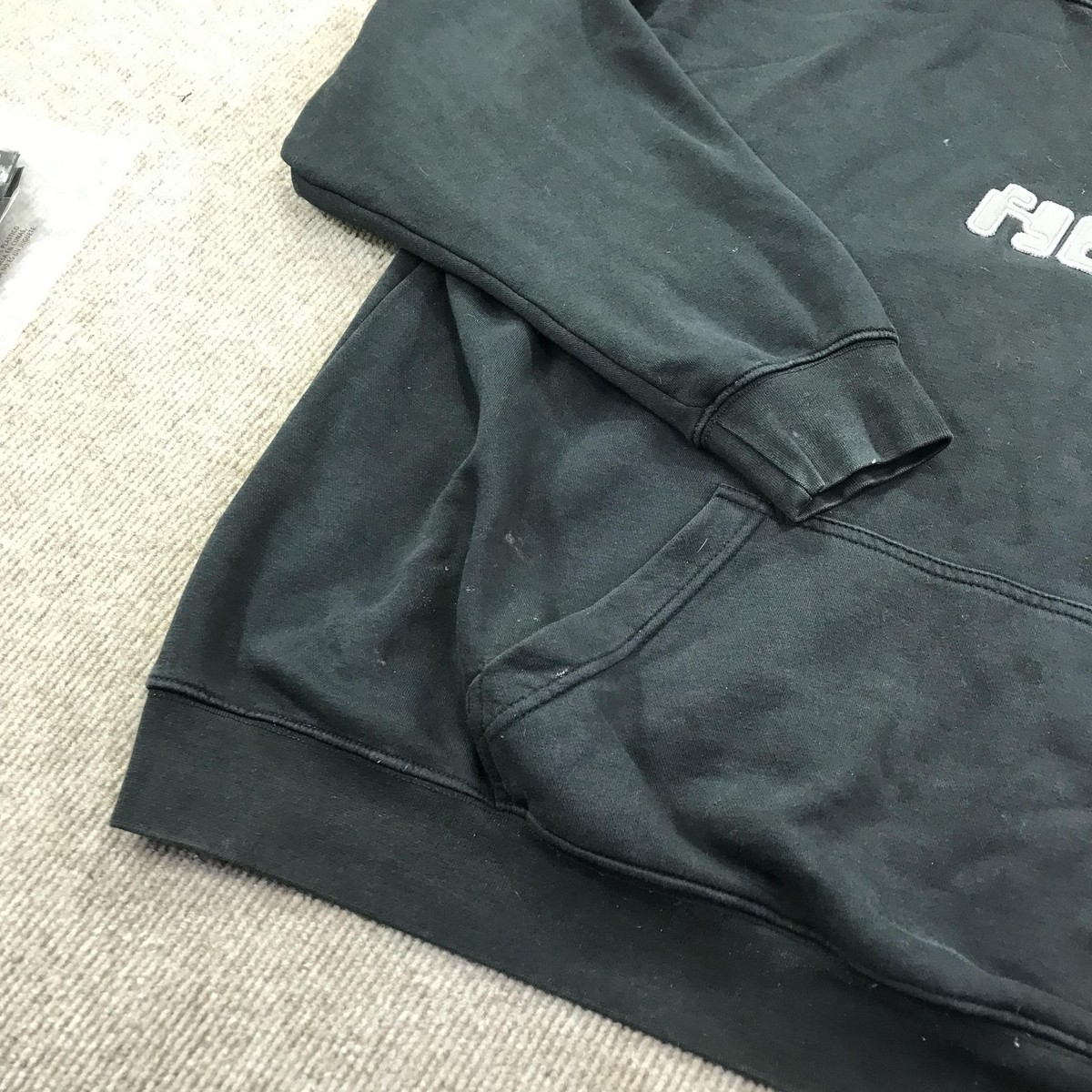 Hood By Air Hoodie Mens Medium Black Embroidered HBA Logo Kangaroo