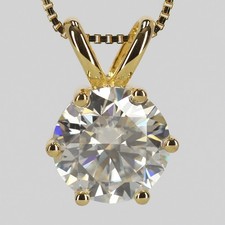 2 Karat Moissanit Anhänger im Brillantschliff , 925 Silber, vergoldet