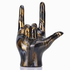 Dovdov I Love You Hand Statue, Black and Gold Hand Gesture Home Decor Accent, Mo