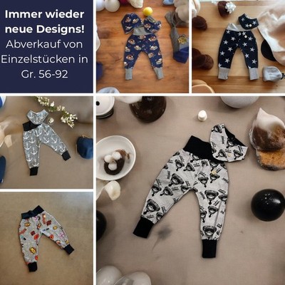 Babyset neutral handmade Pumphose Jersey, Mütze, Halstuch, vers. Designs, Größen