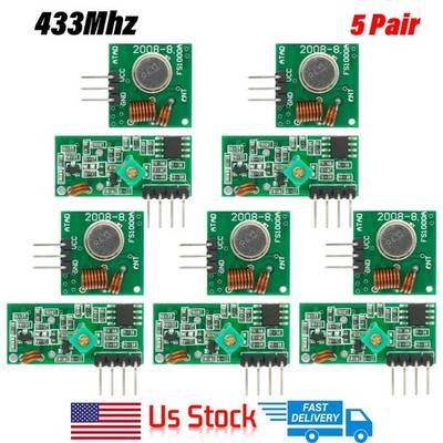 433Mhz Wireless RF Transmitter Module + Receiver Alarm For Arduino DIY 5Pair