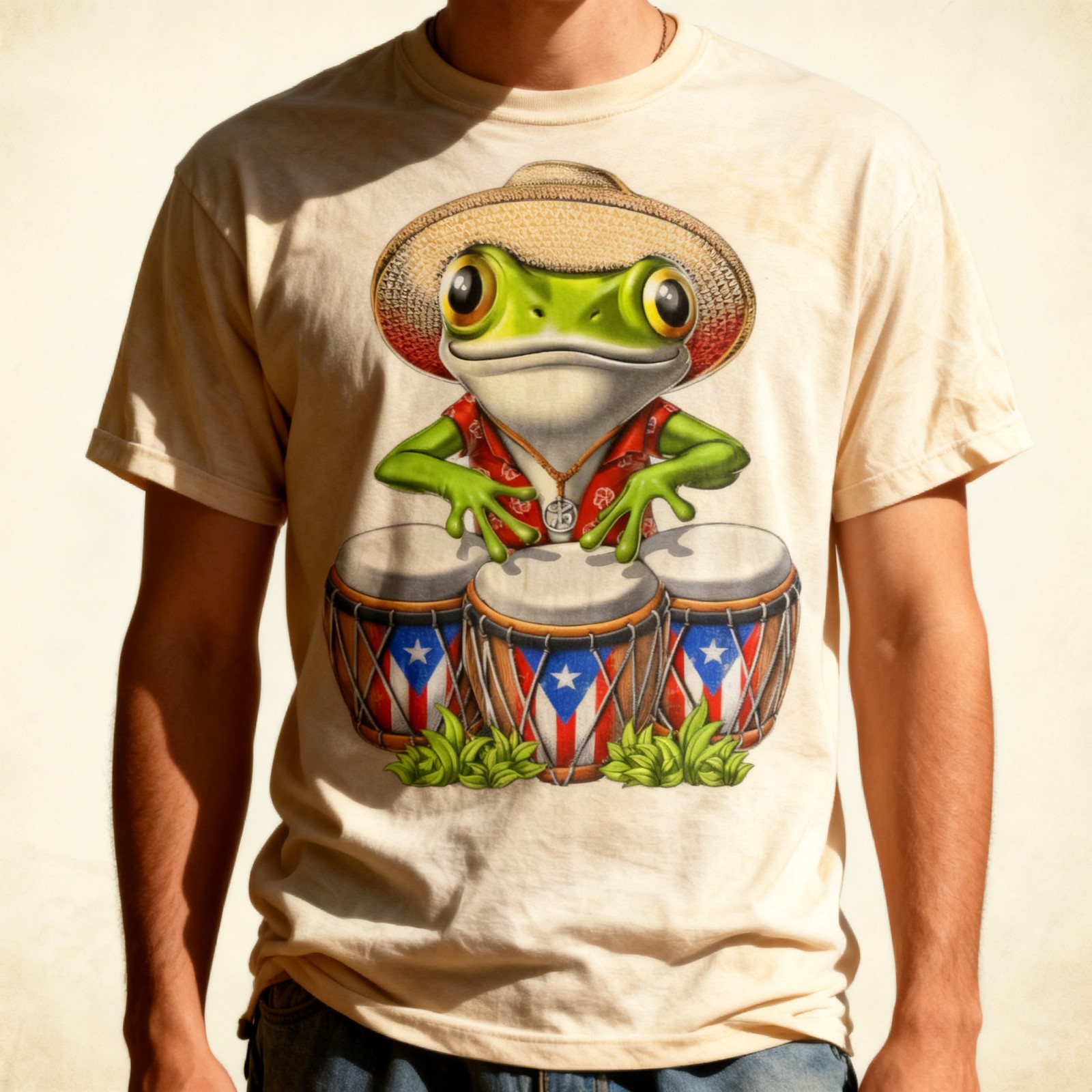 Puerto Rico Coqui Frog Boricua Puerto Rican Flag Taino T-Shirt