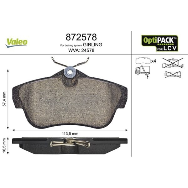 Valeo BremsbelÄGe Satz Hinten Passend FüR CitroËN Jumpy Fiat Scudo Peugeot Exper-image
