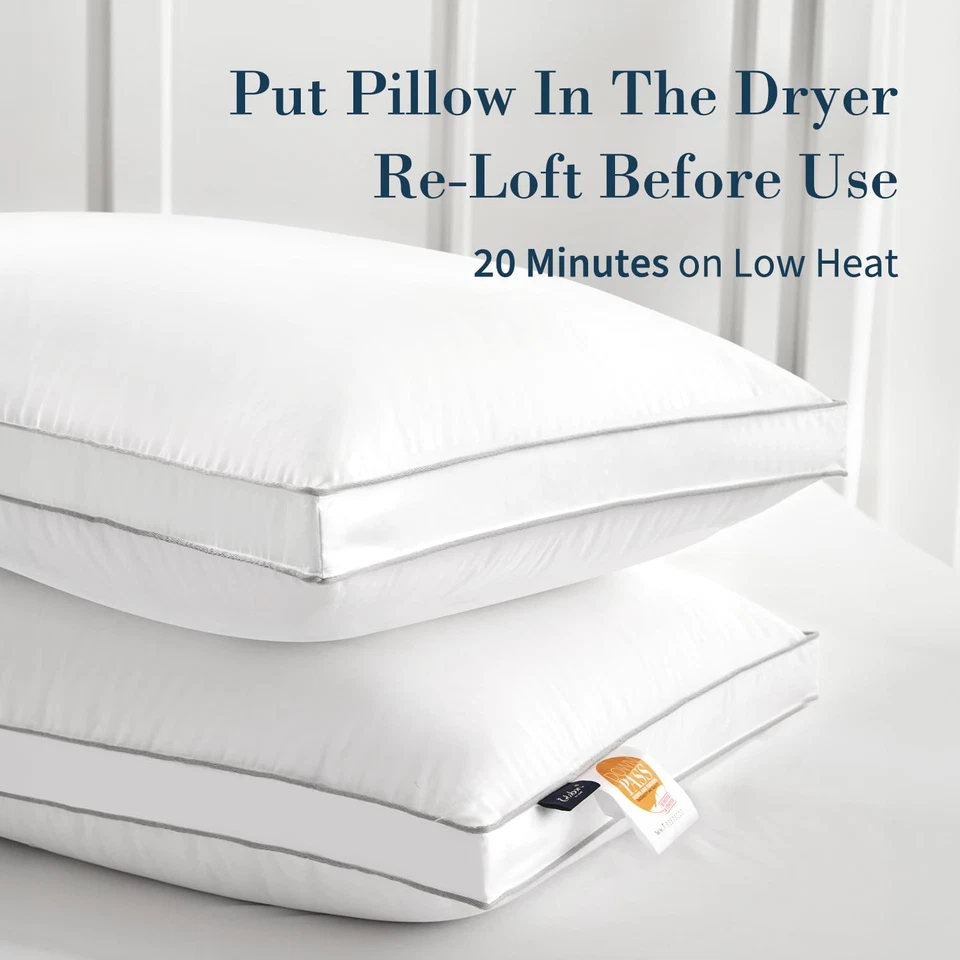 Luxury Feather Down Pillow Standard Queen Size for Sleeping, Hotel Collection... - Image 2 of 4