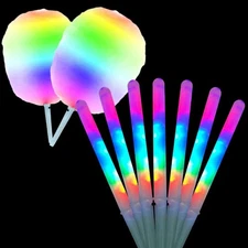 50 Pcs LED cotton candy cones,Glowing cotton candy sticks，Cotton candy holder...
