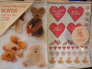 New Boyds Bears Make Your Own Valentine Card Kit 16 Cards/Envelopes 80 Stickers