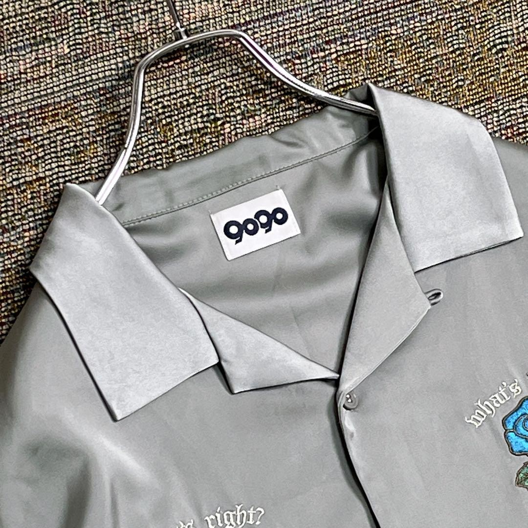 Ado x 9090 Short Sleeve Shirt Blue Rose Embroidery Unisex L