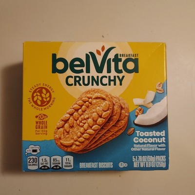 New Belvita Breakfast Crunchy Toasted Coconut Biscuits 8.8oz (5-Pack)       