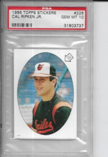 1986 topps stickers cal ripken jr psa 10 red back card # 226 baltimore orioles