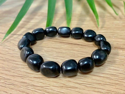 Jet Bracelet Stretchy Jet Nugget Bracelet Gemstone Crystal Reiki Wicca Chakra - Picture 8 of 9