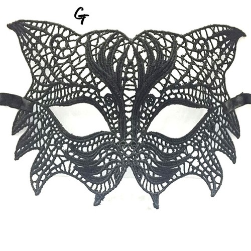 Schwarze Spitze Maske Maskenball Ösen Gesicht Augenmaske Damen Party Halloween > - Picture 18 of 23