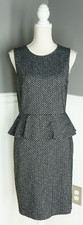 Ann Taylor Womens Black White Knit Herringbone Peplum Sheath Dress Size 4 Career